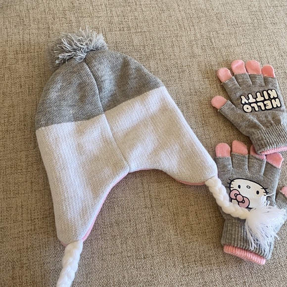 🪞 hello kitty fleece lined pink beanie glove Sanrio set - Picture 13 of 14